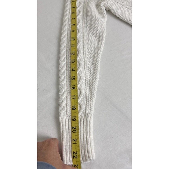 Gap Chunky Cable Knit Fisherman Sweater Womens Small White Cotton Preppy Coastal - Picture 8 of 8